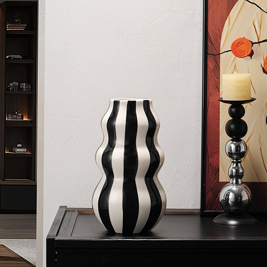 Modern Striped Ceramic Vase