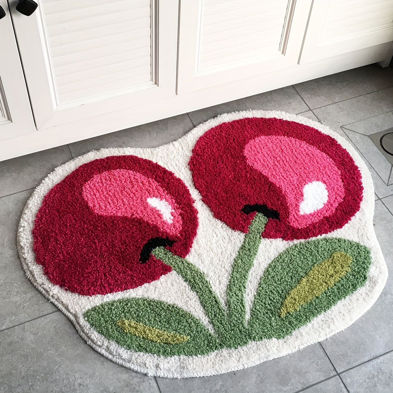 Modern Cherry Fruit Pattern Rug