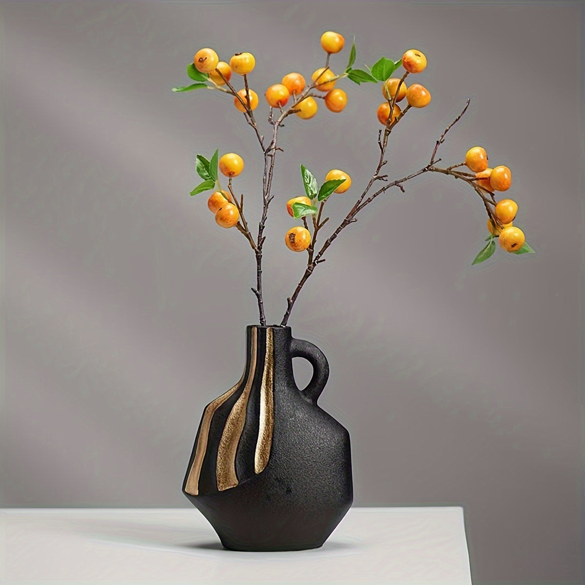 Unique Modern Vase With Gold Accent