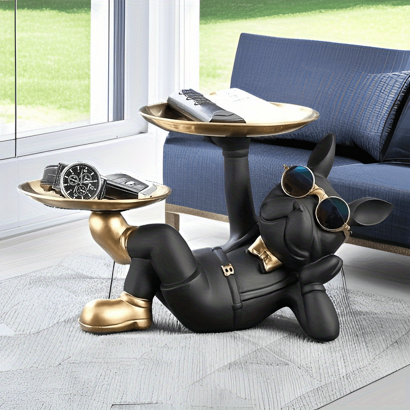 Modern Bulldog Laying Statue Tray