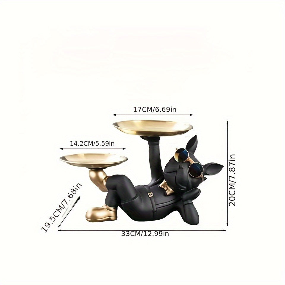 Modern Bulldog Laying Statue Tray