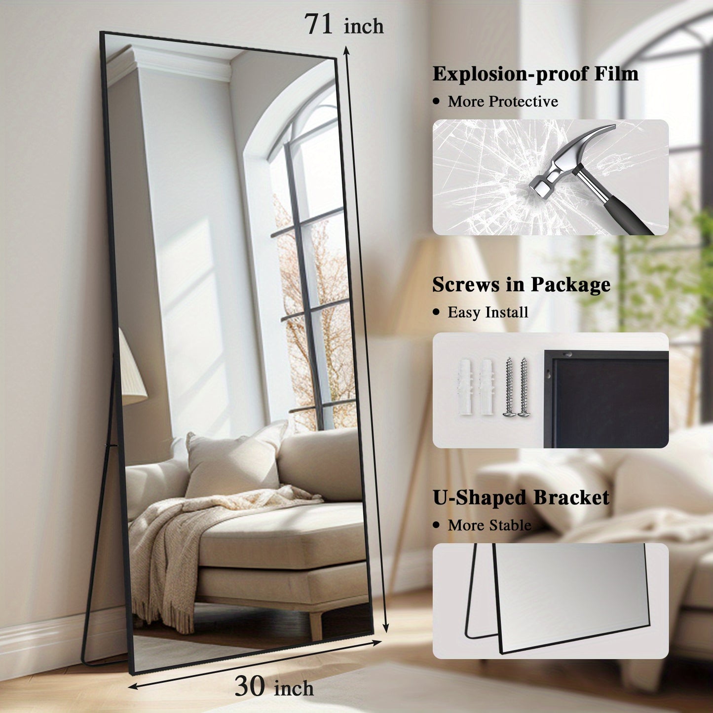 Modern Full Length Mirror with Stand
