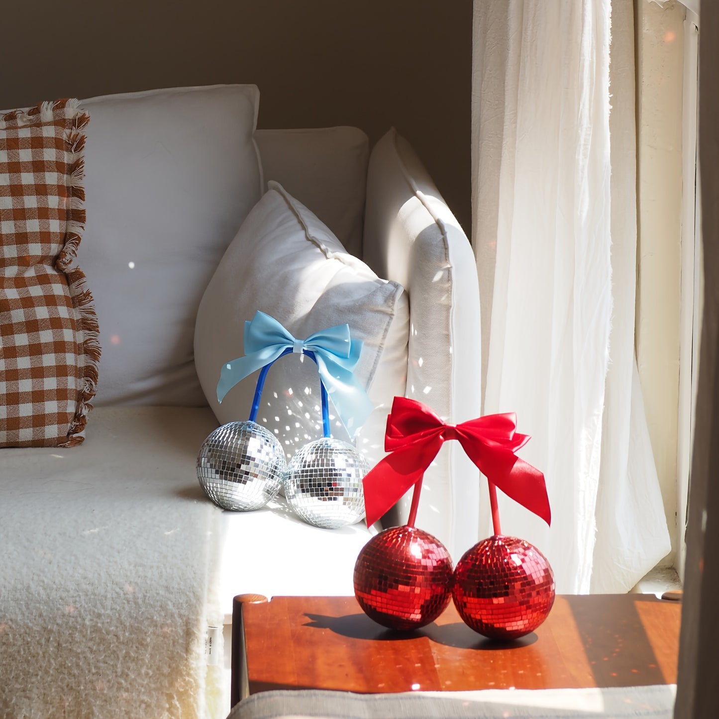 Bow Cherry Disco Ball Decor