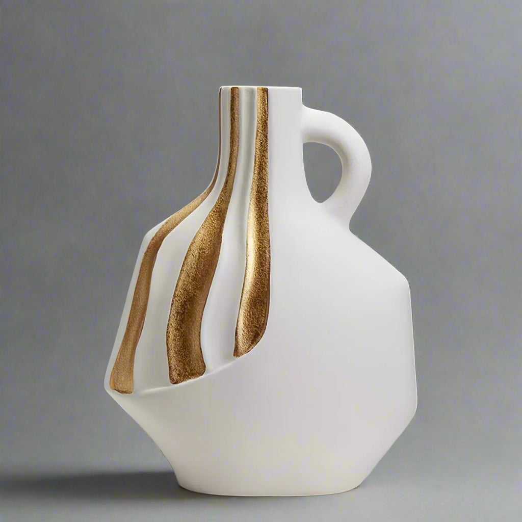 Unique Modern Vase With Gold Accent