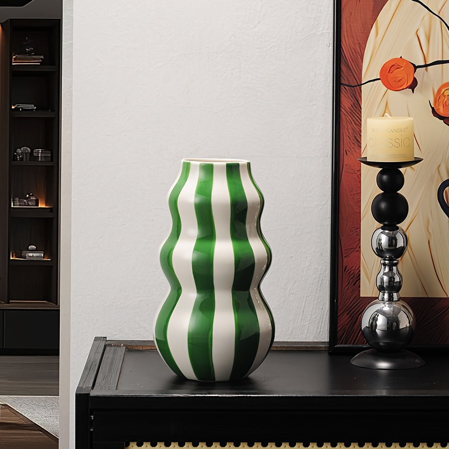 Modern Striped Ceramic Vase