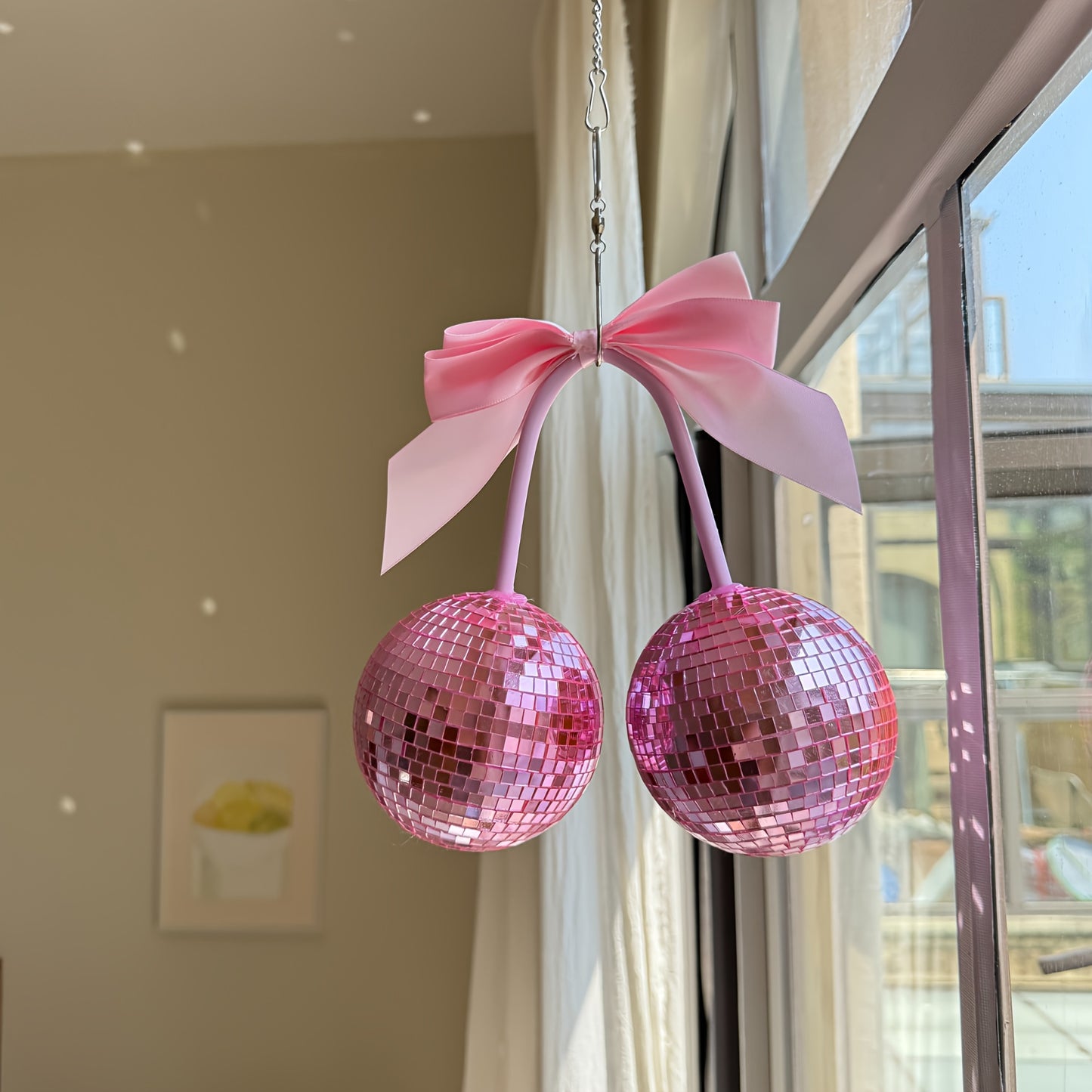 Bow Cherry Disco Ball Decor