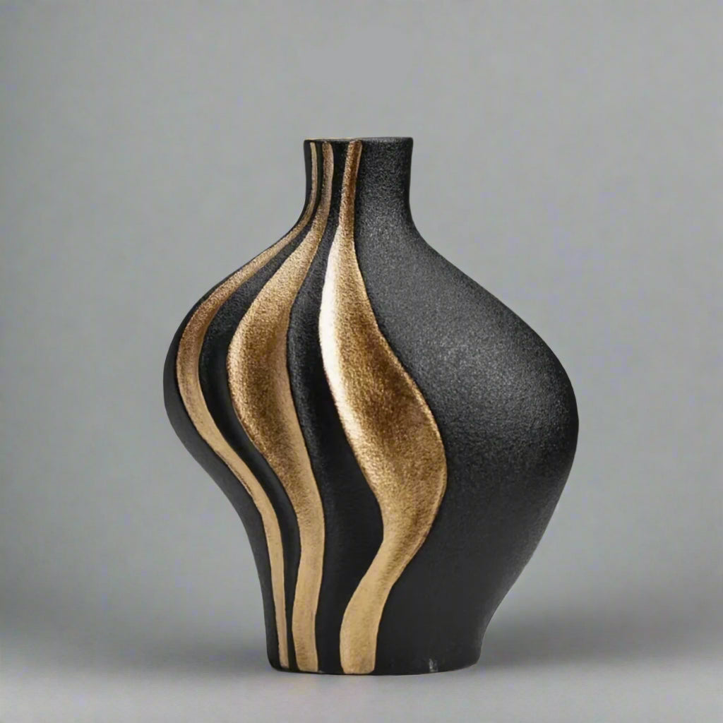 Unique Modern Vase With Gold Accent