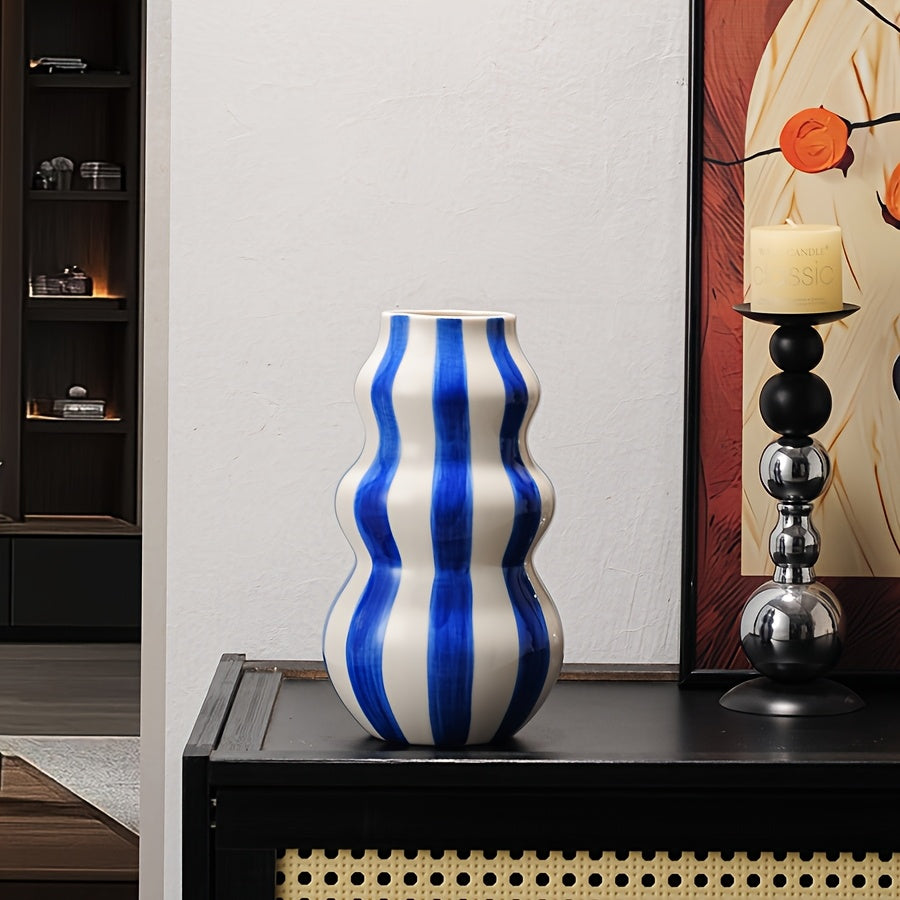 Modern Striped Ceramic Vase
