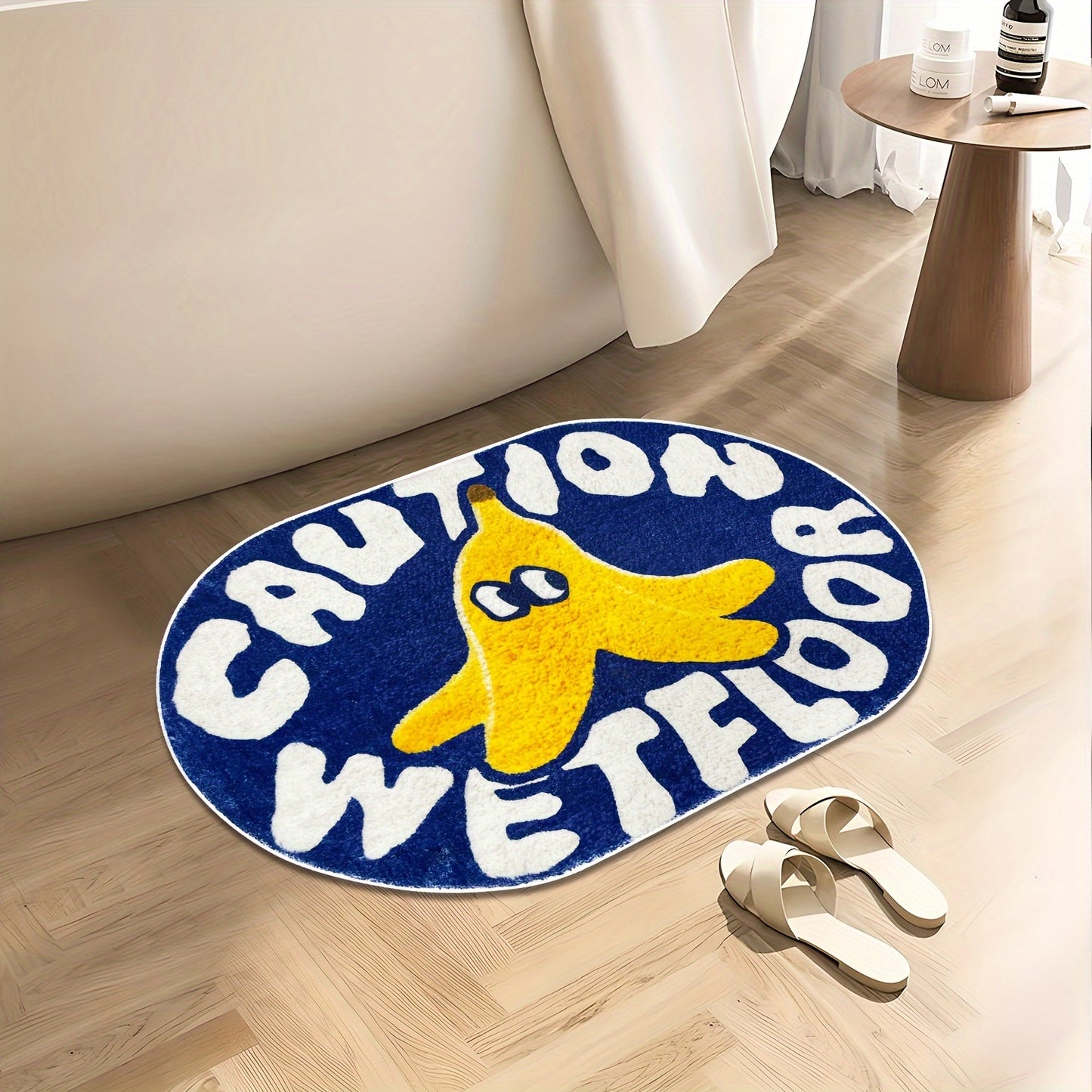 Modern Caution Bath Rug