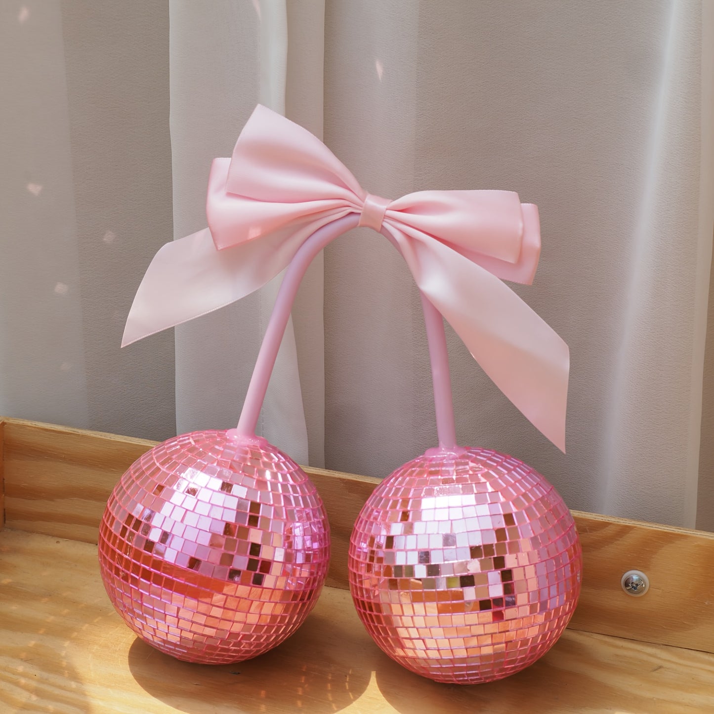Bow Cherry Disco Ball Decor