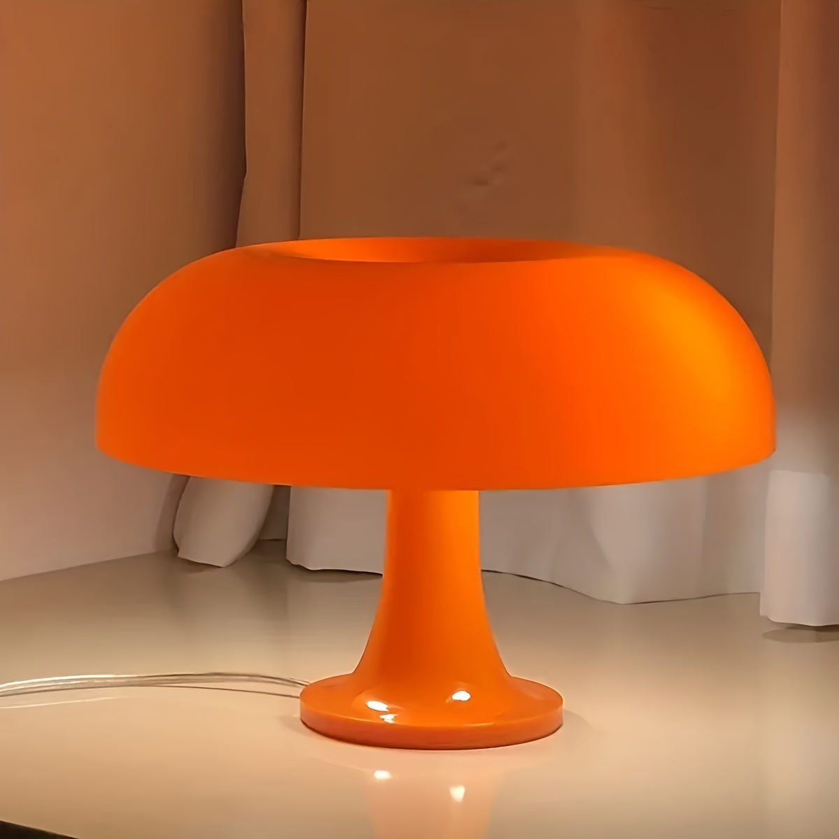 Modern Bright Orange Mushroom Table Lamp