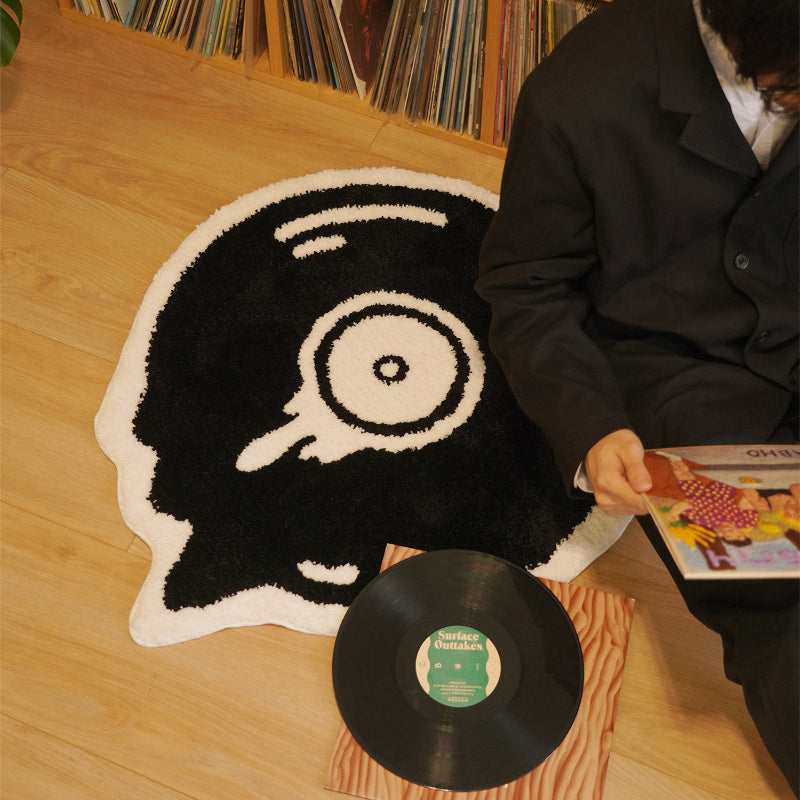Plush Vinyl Record Design Area Rug