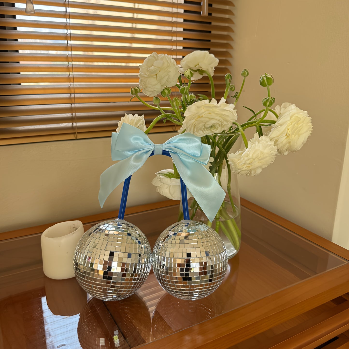Bow Cherry Disco Ball Decor