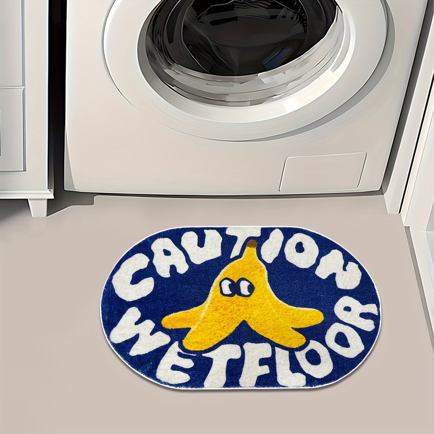 Modern Caution Bath Rug