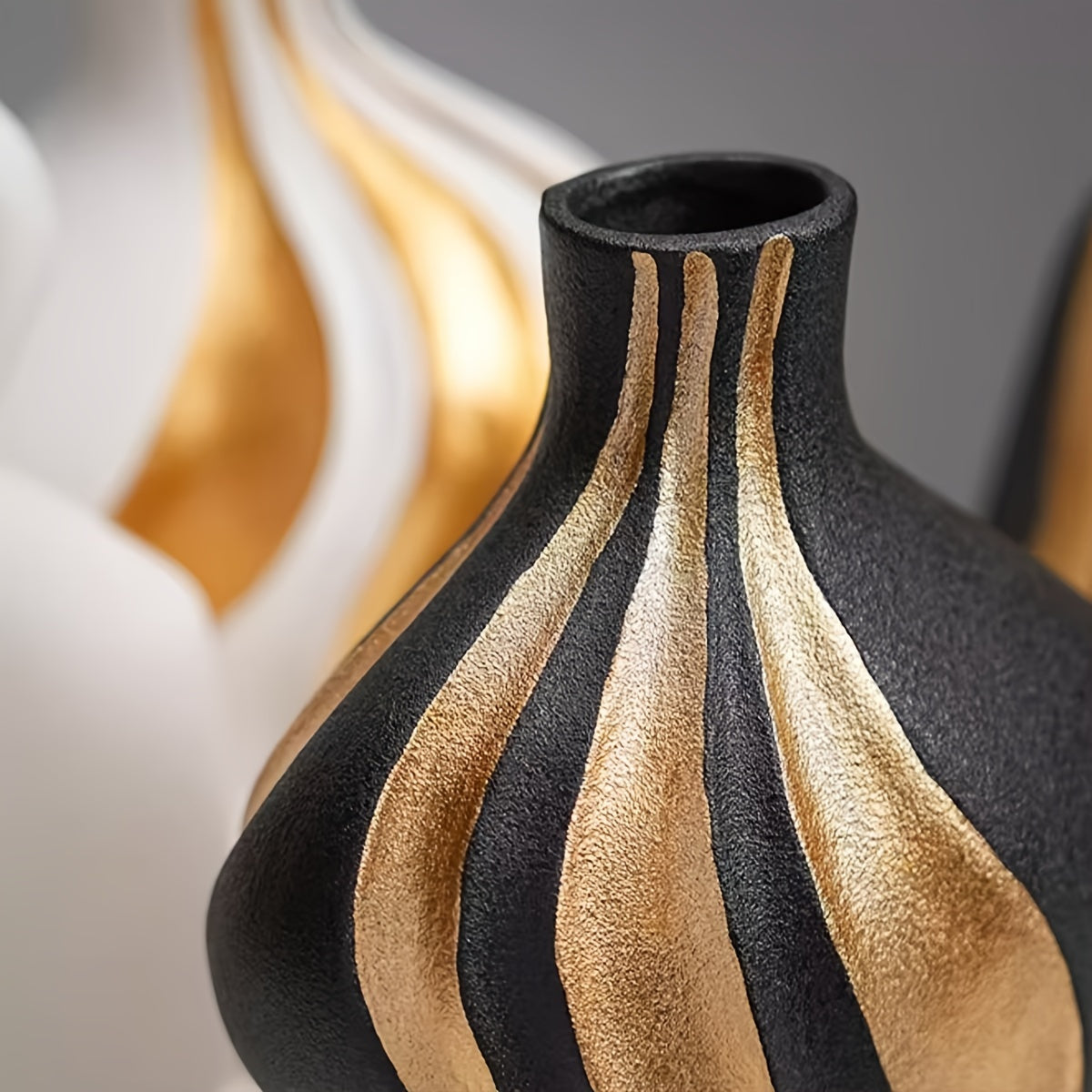 Unique Modern Vase With Gold Accent