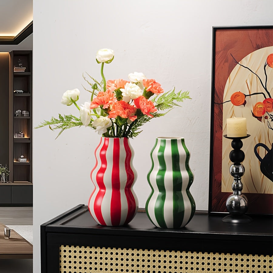 Modern Striped Ceramic Vase