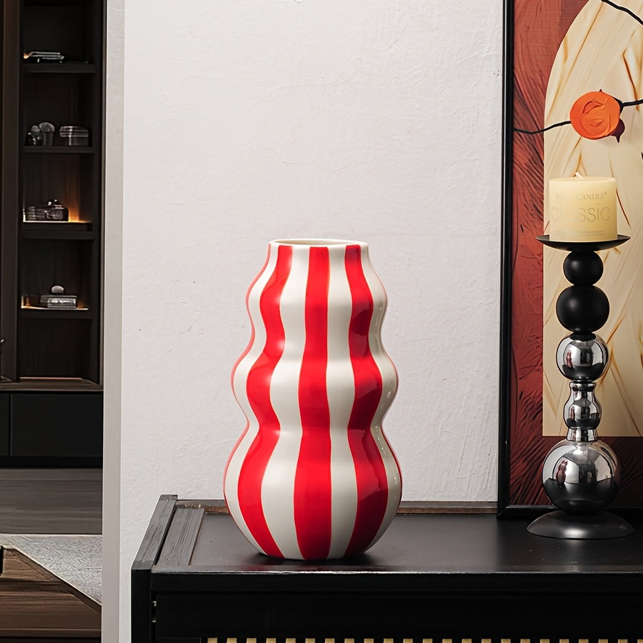 Modern Striped Ceramic Vase