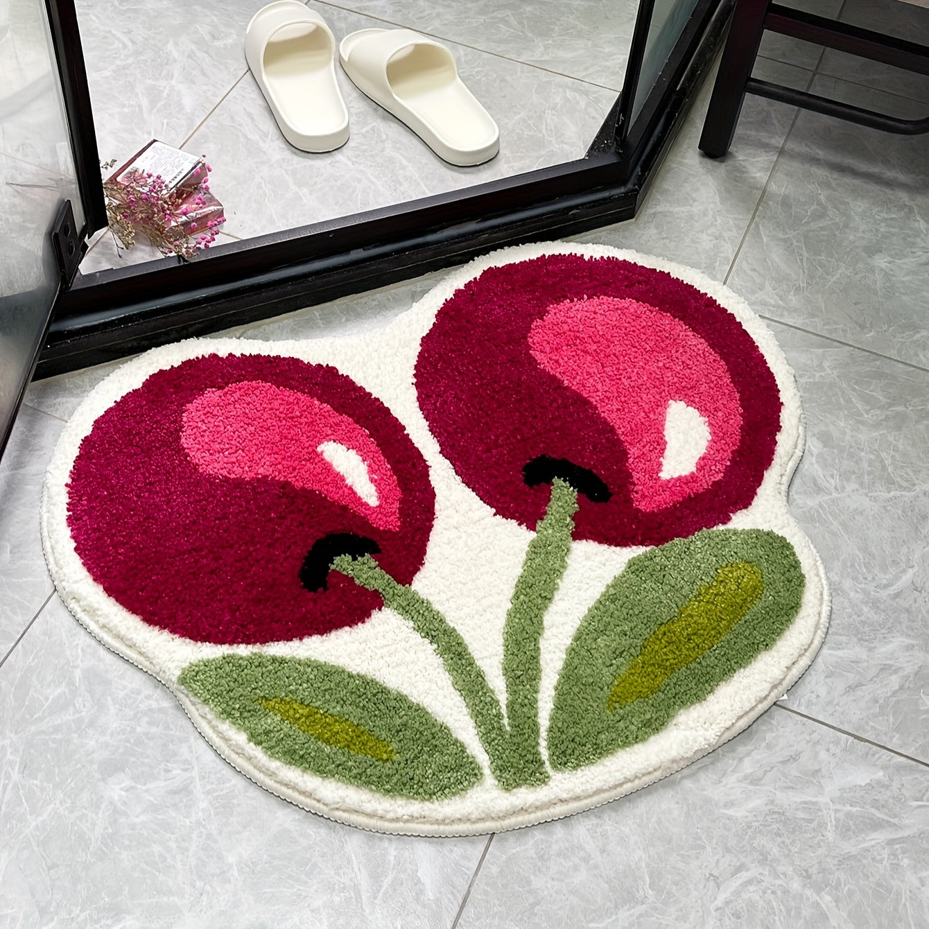 Modern Cherry Fruit Pattern Rug