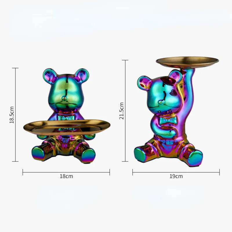 Teddy Bear Modern Sculpture With Tray