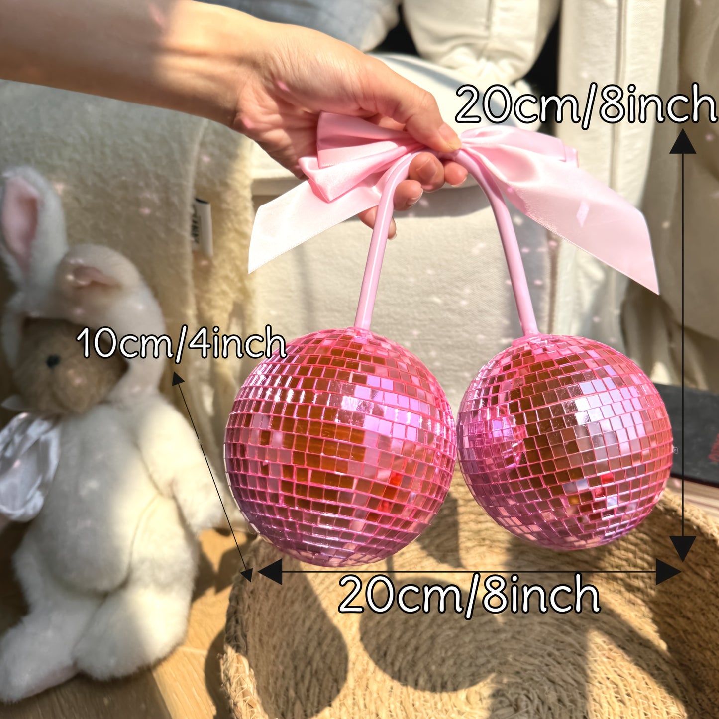 Bow Cherry Disco Ball Decor