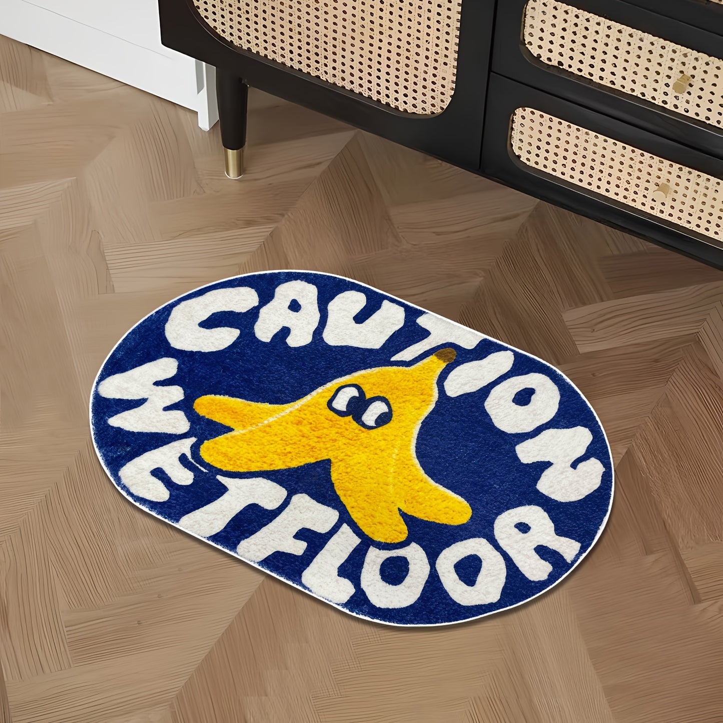 Modern Caution Bath Rug