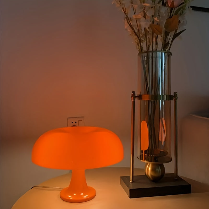 Modern Bright Orange Mushroom Table Lamp