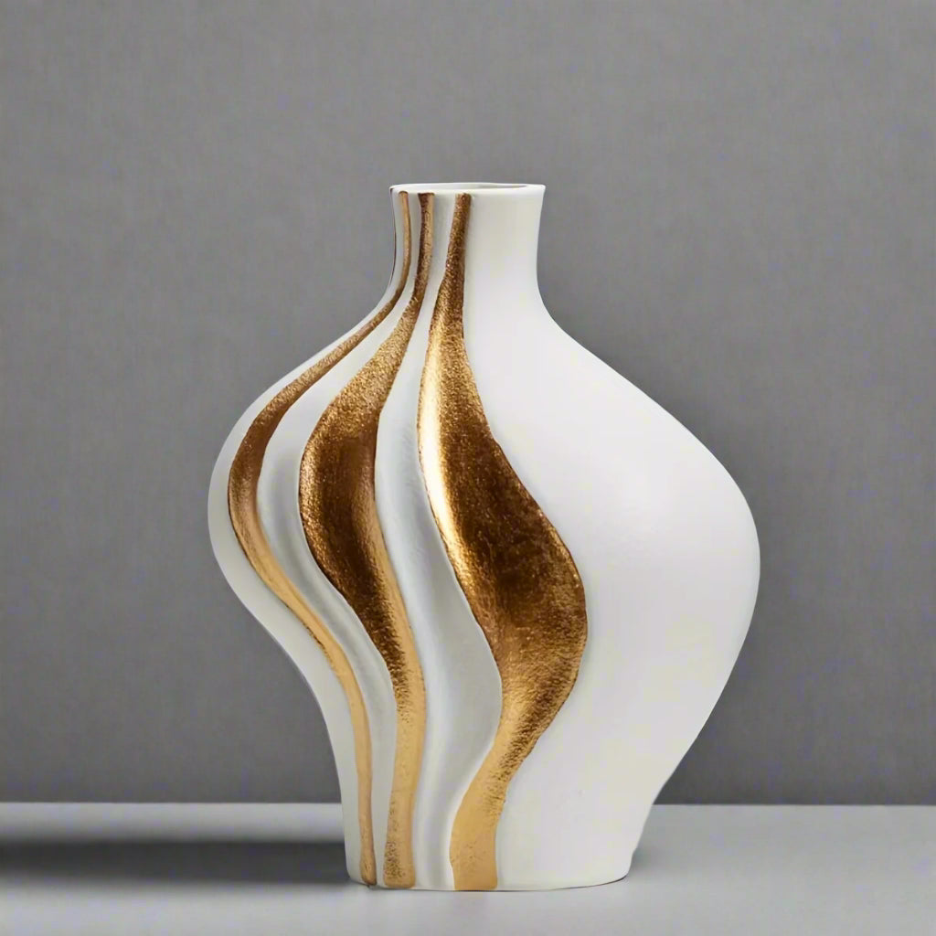 Unique Modern Vase With Gold Accent
