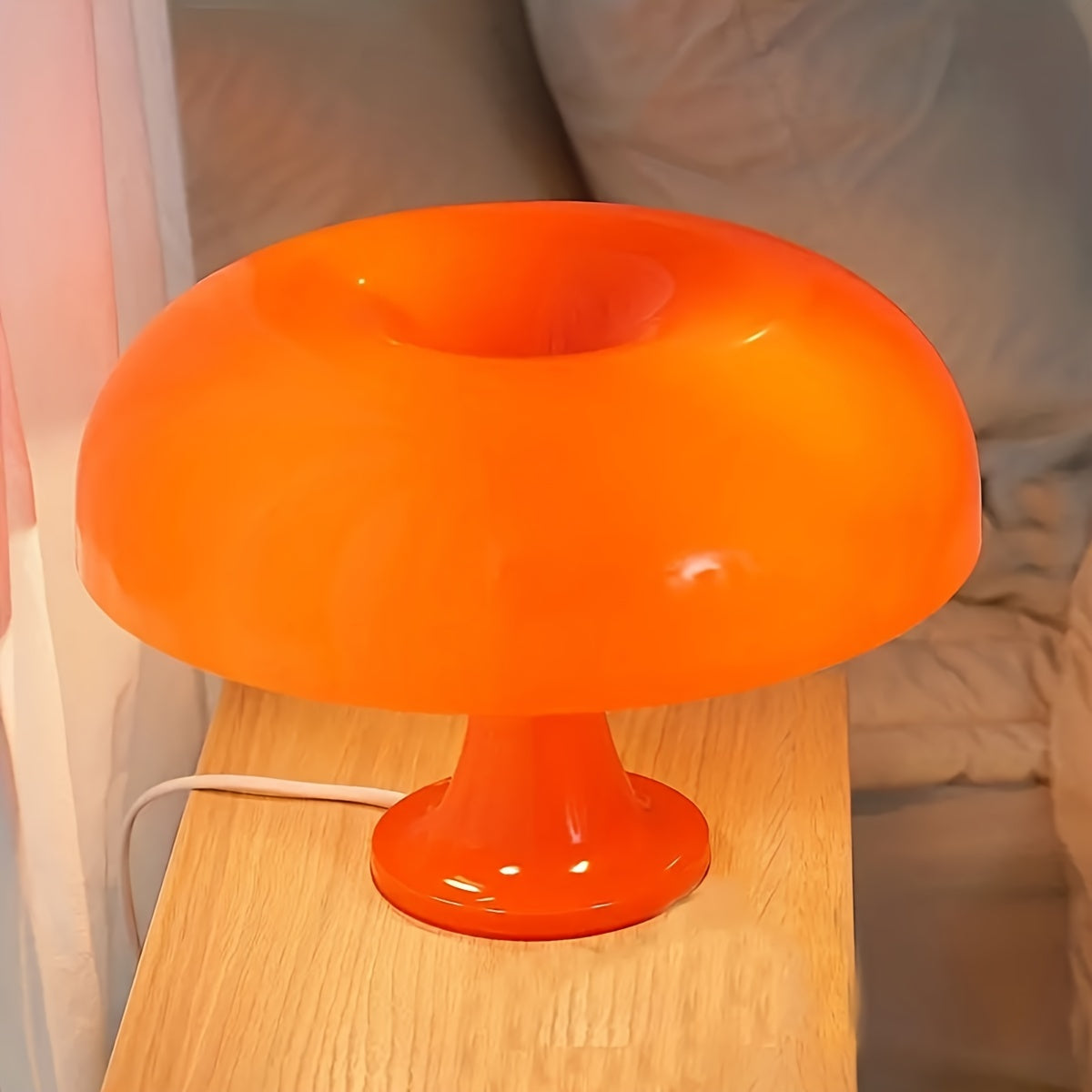 Modern Bright Orange Mushroom Table Lamp