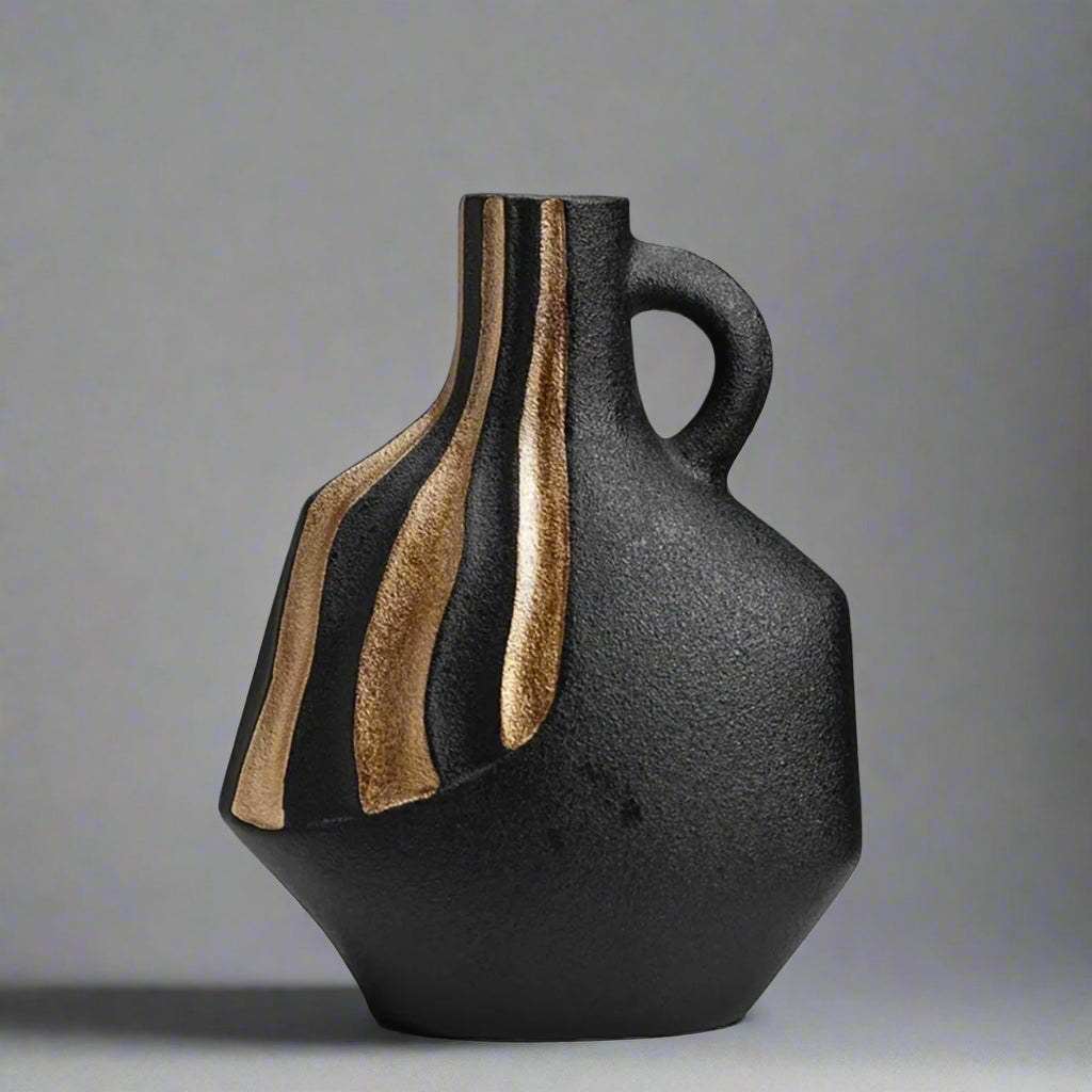 Unique Modern Vase With Gold Accent