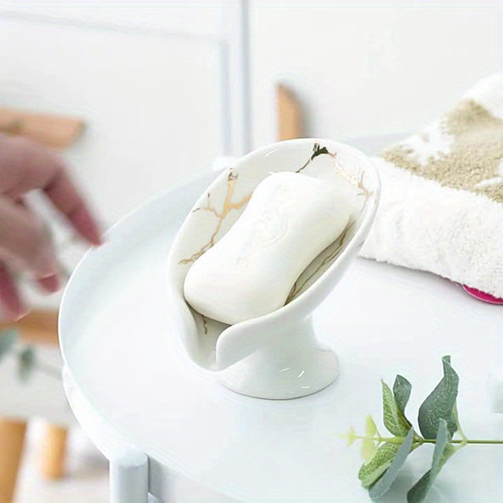 Elegant Marble-Patterned Soap Dish