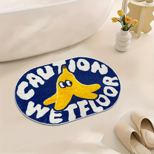 Modern Caution Bath Rug