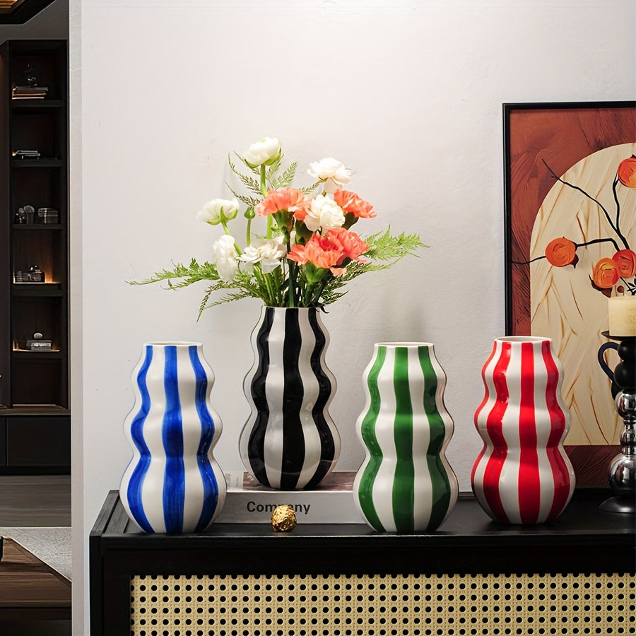 Modern Striped Ceramic Vase
