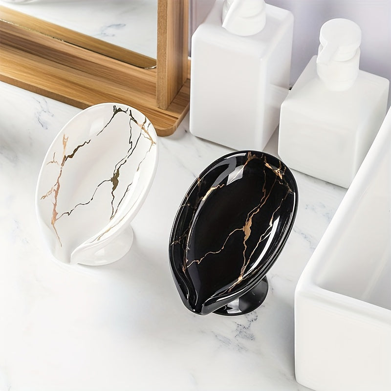Elegant Marble-Patterned Soap Dish