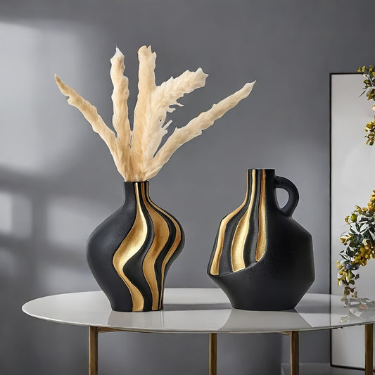 Unique Modern Vase With Gold Accent
