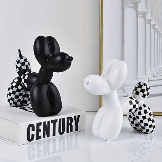 Modern Checkerboard  Balloon Dog Sculpture