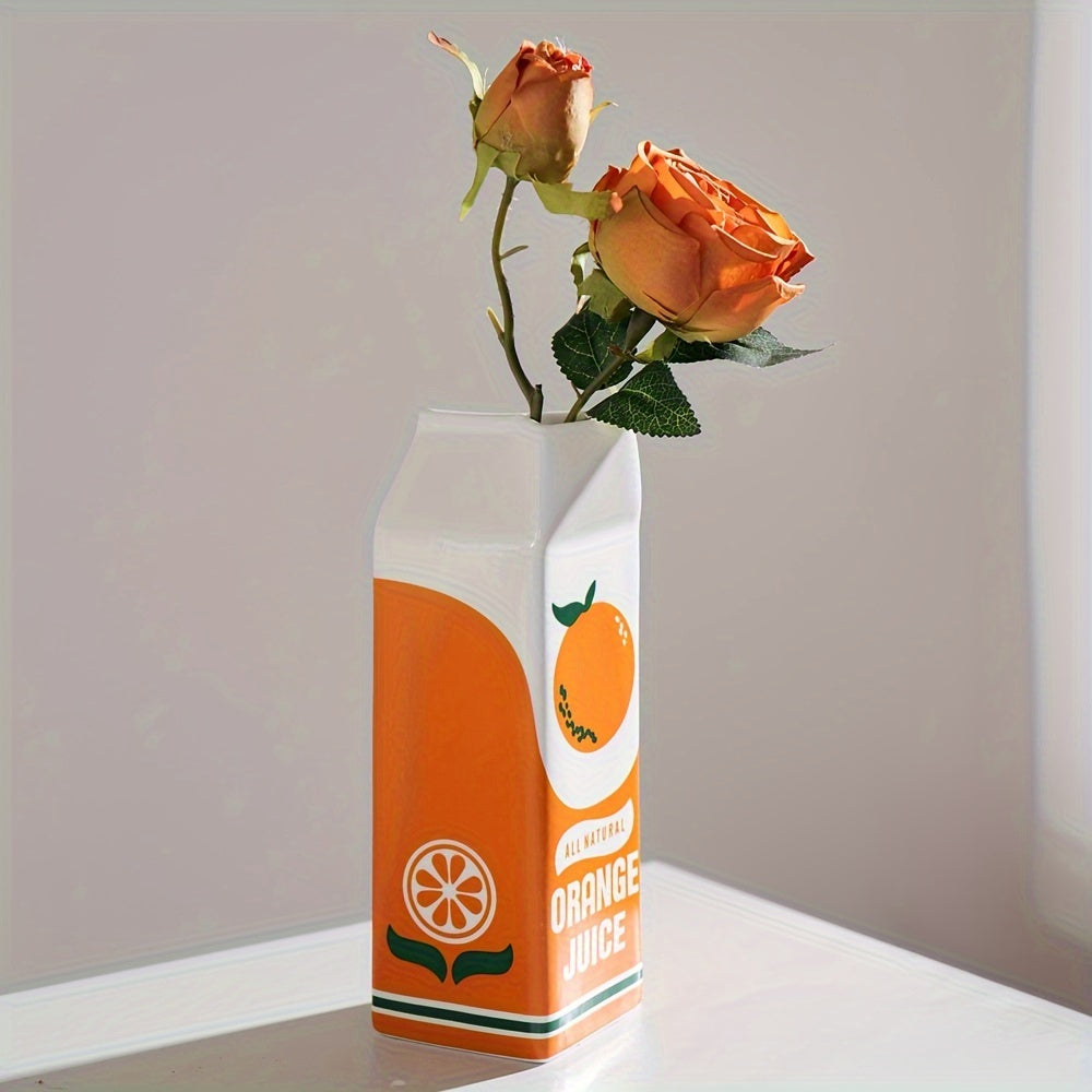 Ceramic Orange Carton Vase