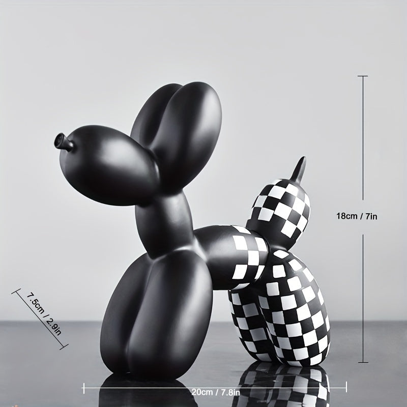 Modern Checkerboard  Balloon Dog Sculpture