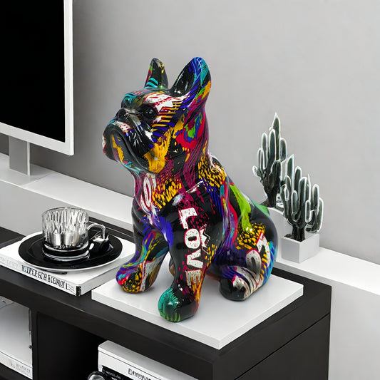 Modern Bulldog Graffiti Sculpture