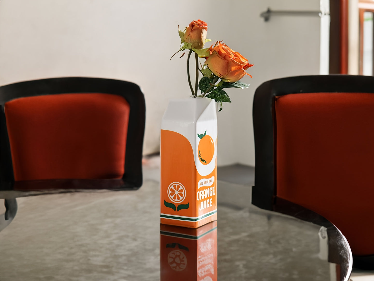 Ceramic Orange Carton Vase